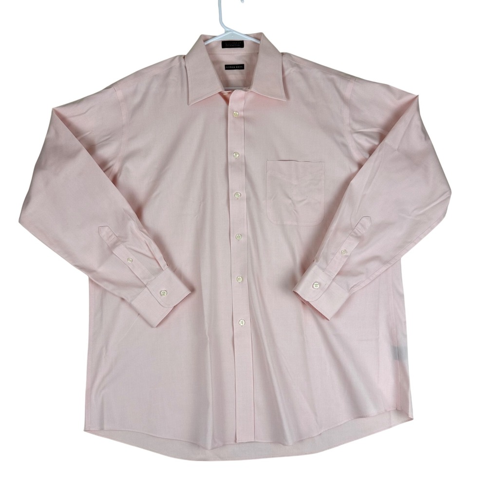 Gitman Bros Dress Shirt Mens 17 35 Pink Non Iron 80's 2 Ply Pinpoint Oxford